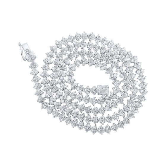 10k White Gold Mens Round Diamond 22-inch Link Chain Necklace 13 Cttw