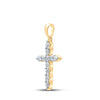 10k Yellow Gold Womens Round Diamond Cross Pendant 1/2 Cttw