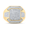 10k Yellow Gold Mens Round Diamond Square Ring 1 Cttw