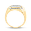 10k Yellow Gold Mens Round Diamond Square Ring 1 Cttw