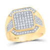 10k Yellow Gold Mens Round Diamond Square Ring 1 Cttw