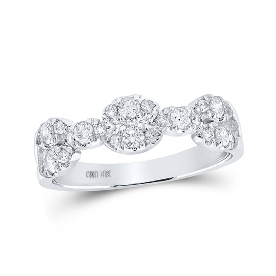 10k White Gold Womens Round Diamond Band Ring 1/2 Cttw