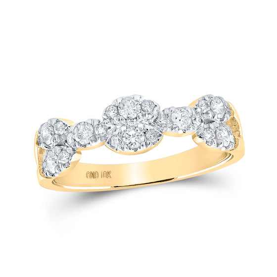 10k Yellow Gold Womens Round Diamond Band Ring 1/2 Cttw