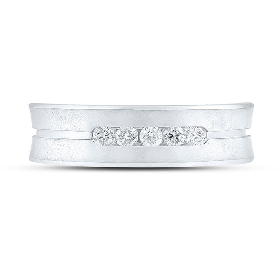 14k White Gold Mens Round Diamond Wedding Band Ring 1/4 Cttw