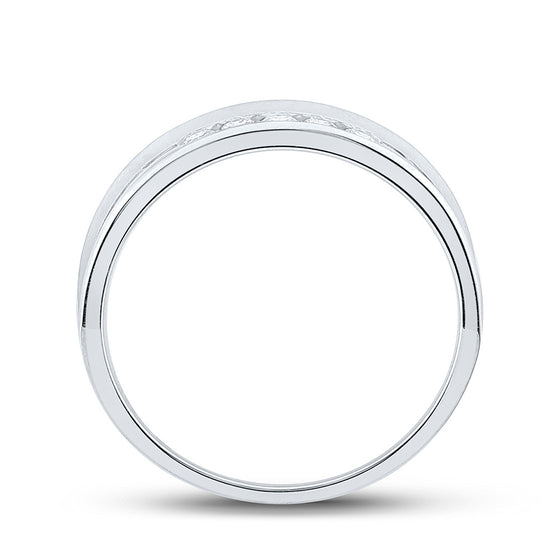 14k White Gold Mens Round Diamond Wedding Band Ring 1/4 Cttw