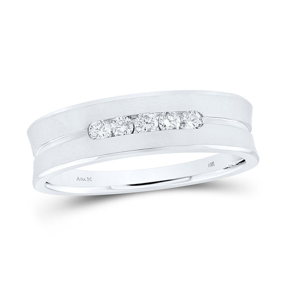 14k White Gold Mens Round Diamond Wedding Band Ring 1/4 Cttw