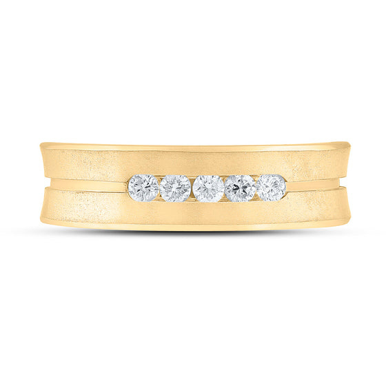 14k Yellow Gold Mens Round Diamond Wedding Band Ring 1/4 Cttw