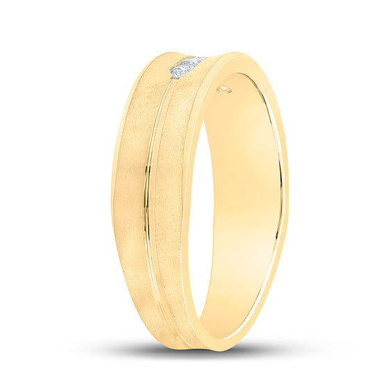 14k Yellow Gold Mens Round Diamond Wedding Band Ring 1/4 Cttw