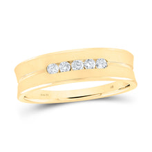  14k Yellow Gold Mens Round Diamond Wedding Band Ring 1/4 Cttw
