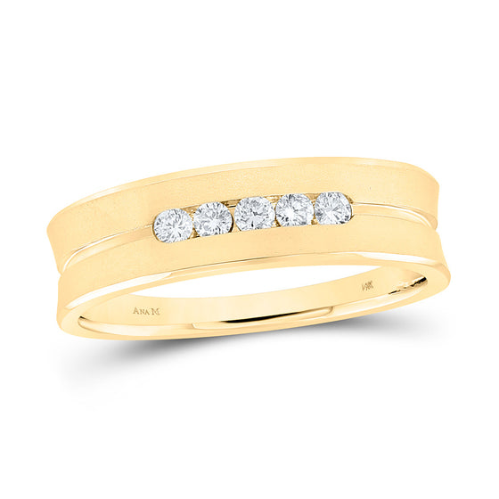 14k Yellow Gold Mens Round Diamond Wedding Band Ring 1/4 Cttw