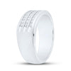 14k White Gold Mens Round Diamond Triple Row Band Ring 1/2 Cttw