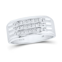  14k White Gold Mens Round Diamond Triple Row Band Ring 1/2 Cttw