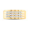14k Yellow Gold Mens Round Diamond Triple Row Machine-set Band Ring 1/2 Cttw