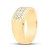 14k Yellow Gold Mens Round Diamond Triple Row Machine-set Band Ring 1/2 Cttw