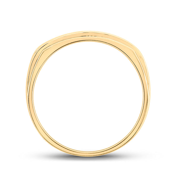 14k Yellow Gold Mens Round Diamond Triple Row Machine-set Band Ring 1/2 Cttw