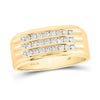 14k Yellow Gold Mens Round Diamond Triple Row Machine-set Band Ring 1/2 Cttw