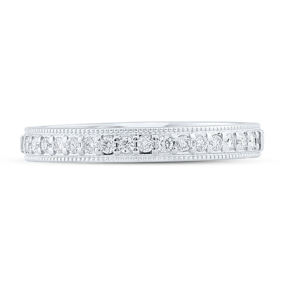 14k White Gold Womens Round Diamond Wedding Single Row Band 1/5 Cttw