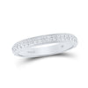 14k White Gold Womens Round Diamond Wedding Single Row Band 1/5 Cttw