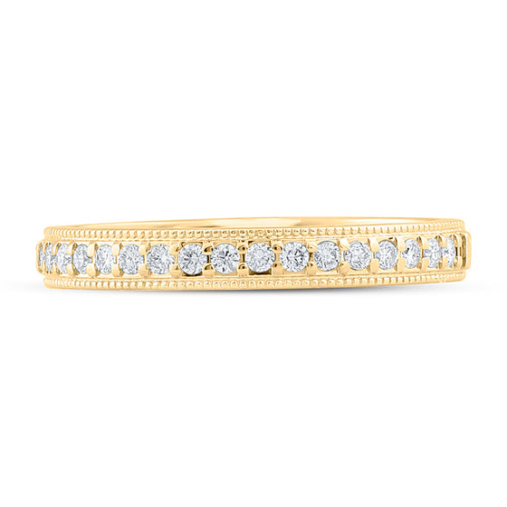 14k Yellow Gold Womens Round Diamond Wedding Single Row Band 1/5 Cttw
