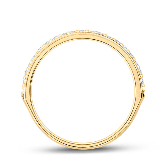 14k Yellow Gold Womens Round Diamond Wedding Single Row Band 1/5 Cttw