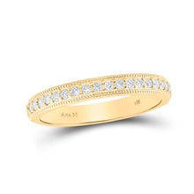  14k Yellow Gold Womens Round Diamond Wedding Single Row Band 1/5 Cttw