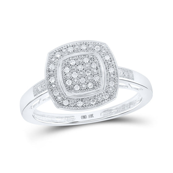 10k White Gold Womens Round Diamond Square Ring 1/12 Cttw