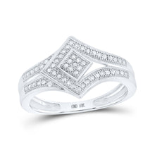  10k White Gold Womens Round Diamond Offset Square Ring 1/6 Cttw