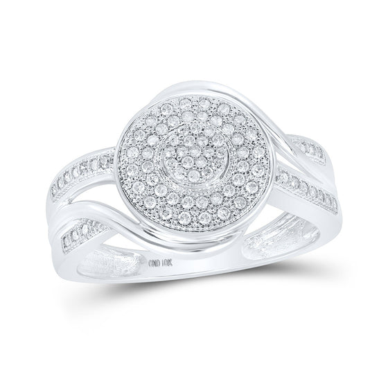 10k White Gold Womens Round Diamond Circle Cluster Ring 1/4 Cttw