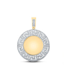  10k Yellow Gold Mens Round Diamond Greek Key Memory Circle Charm Pendant 1 Cttw