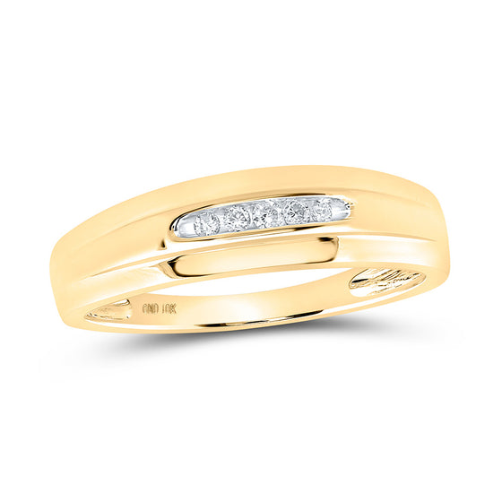 10k Yellow Gold His Hers Round Diamond Halo Matching Wedding Set 1/3 Cttw
