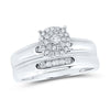 10k White Gold His Hers Round Diamond Halo Matching Wedding Set 1/3 Cttw