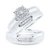 10k White Gold His Hers Round Diamond Halo Matching Wedding Set 1/3 Cttw