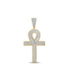 10k Two-tone Gold Mens Round Diamond Ankh Cross Charm Pendant 2 Cttw