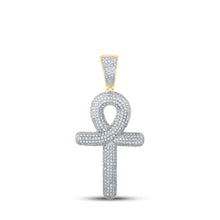  10k Yellow Gold Mens Round Diamond Ankh Cross Charm Pendant 1 Cttw