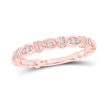  10k Rose Gold Womens Round Diamond Stackable Band Ring 1/6 Cttw