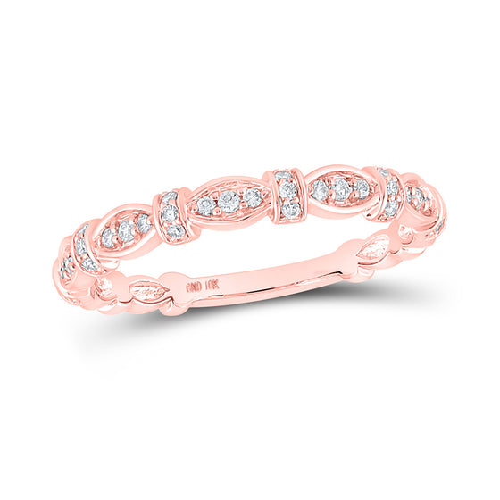 10k Rose Gold Womens Round Diamond Stackable Band Ring 1/6 Cttw