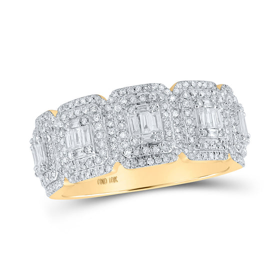 10k Yellow Gold Mens Baguette Diamond Band Ring 1 Cttw