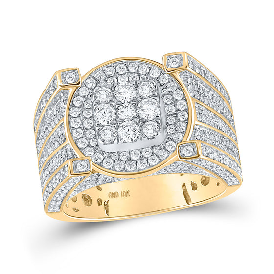 10k Yellow Gold Mens Round Diamond Circle Ring 2-1/3 Cttw