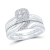 10k White Gold His Hers Round Diamond Cluster Matching Wedding Set 1/3 Cttw