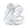 10k White Gold His Hers Round Diamond Cluster Matching Wedding Set 1/3 Cttw