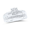 10k White Gold His Hers Round Diamond Cluster Matching Wedding Set 1/2 Cttw