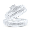 10k White Gold His Hers Round Diamond Cluster Matching Wedding Set 1/2 Cttw