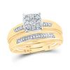 10k Yellow Gold His Hers Round Diamond Cluster Matching Wedding Set 1/3 Cttw