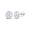 10k White Gold Round Diamond Cluster Earrings 1/4 Cttw
