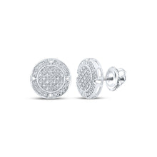  10k White Gold Round Diamond Circle Earrings 1/4 Cttw