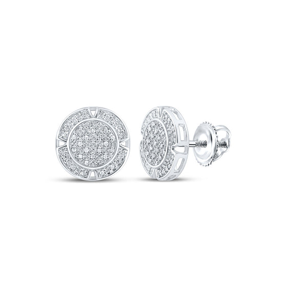10k White Gold Round Diamond Circle Earrings 1/4 Cttw