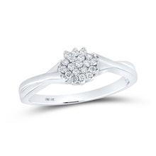  10k White Gold Womens Round Diamond Cluster Ring 1/8 Cttw