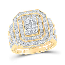  10k Yellow Gold Mens Baguette Diamond Cluster Ring 3-1/3 Cttw
