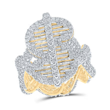  10k Yellow Gold Mens Baguette Diamond Dollar Sign Money Ring 4-5/8 Cttw