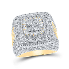  10k Yellow Gold Mens Baguette Diamond Square Cluster Ring 6-5/8 Cttw